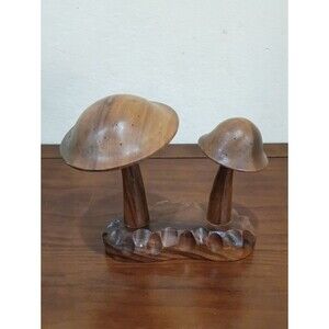 Monkey Pod Wood Mushrooms Hors D'oevres Stand - MCM Vintage!